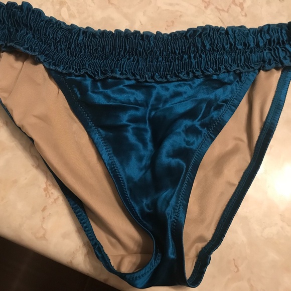 Victoria’s Secret Teal Blue Satin Bikini Bottoms - size Large - Picture 6 of 6